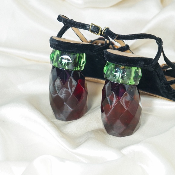 Dries Van Noten lucite velvet heels size 8 IT 38 - Picture 5 of 11